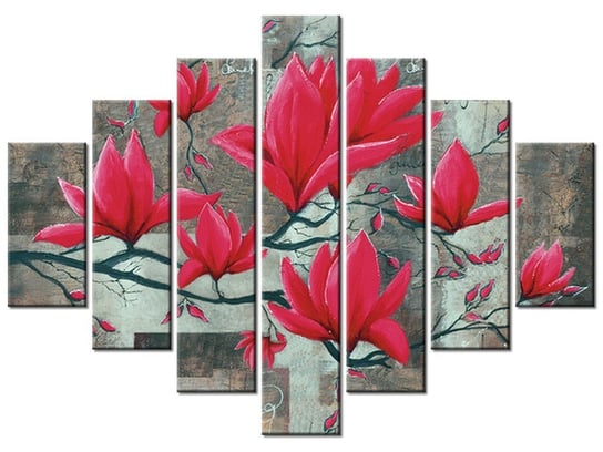 Obraz Fuksjowa magnolia, 7 elementów, 210x150 cm Oobrazy