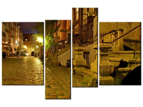 Obraz Gdańsk wieczorem, 4 elementy, 130x85 cm Oobrazy