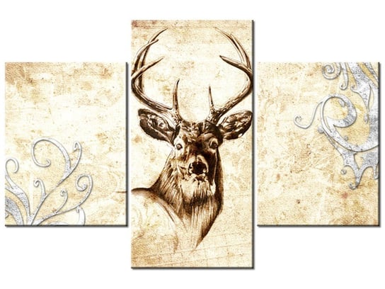 Obraz Głowa jelenia, 3 elementy, 90x60 cm Oobrazy