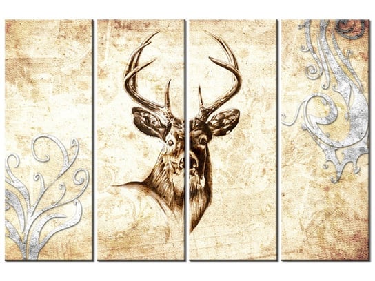 Obraz Głowa jelenia, 4 elementy, 120x80 cm Oobrazy
