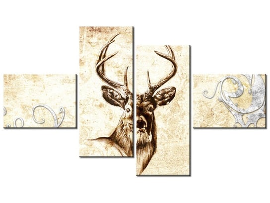 Obraz Głowa jelenia, 4 elementy, 140x80 cm Oobrazy