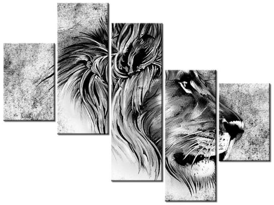 Obraz Głowa lwa, 5 elementów, 100x75 cm Oobrazy