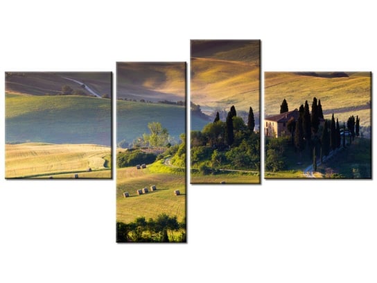 Obraz Gospodarstwo w Toskanii, 4 elementy, 100x55 cm Oobrazy