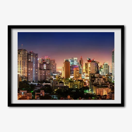 Obraz grafika z ramą na ścianę TULUP Bangkok nocą 70x50 cm Tulup