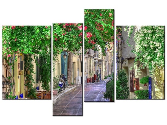 Obraz Grecka uliczka, 4 elementy, 130x85 cm Oobrazy
