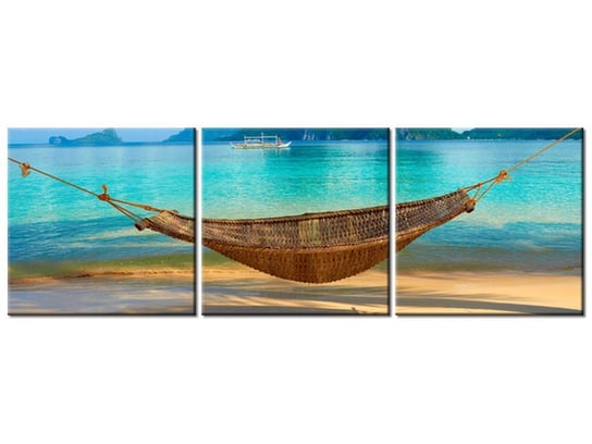 Obraz Hamak na plaży, 3 elementy, 90x30 cm Oobrazy