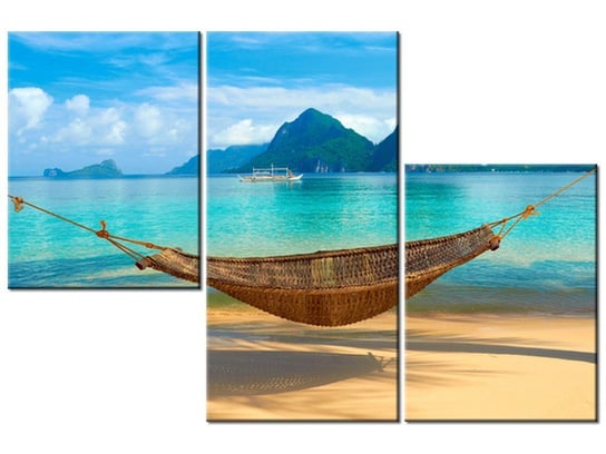 Obraz Hamak na plaży, 3 elementy, 90x60 cm Oobrazy