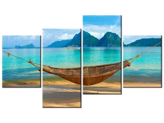 Obraz Hamak na plaży, 4 elementy, 120x70 cm Oobrazy