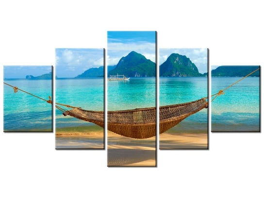 Obraz Hamak na plaży, 5 elementów, 150x80 cm Oobrazy