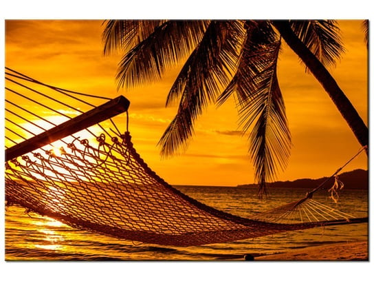 Obraz Hamak na plaży o zachodzie słońca, 90x60 cm Oobrazy