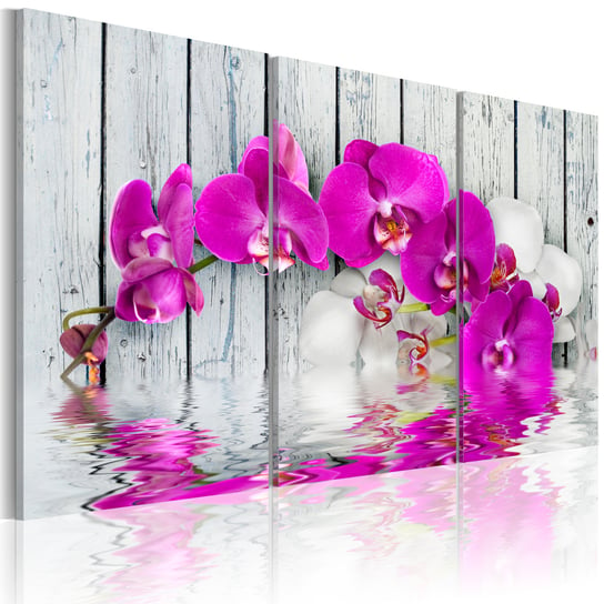 Obraz - harmonia: orchidea - tryptyk Szary 90x60 ARTGEIST