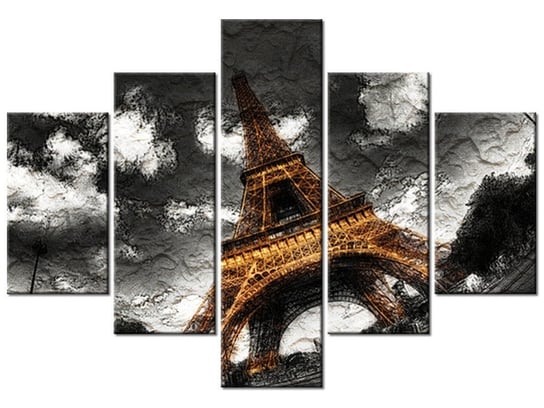 Obraz Impasto Wieża jak malowana, 5 elementów, 100x70 cm Oobrazy