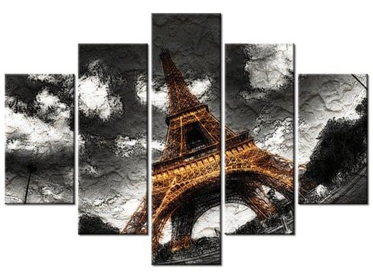 Obraz Impasto Wieża jak malowana, 5 elementów, 150x105 cm Oobrazy