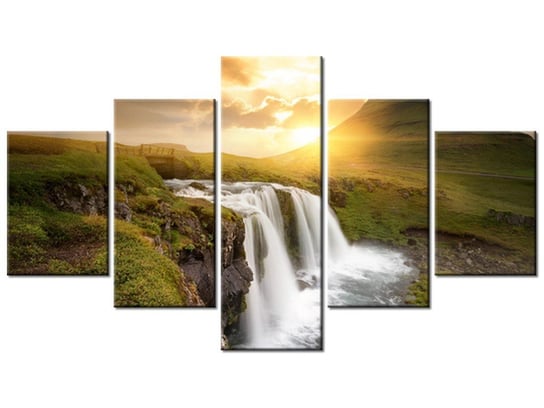 Obraz, Islandzki krajobraz, 5 elementów, 125x70 cm Oobrazy