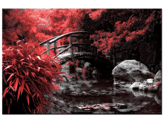 Obraz, Japoński Ogród w czerwieni, 120x80 cm Oobrazy