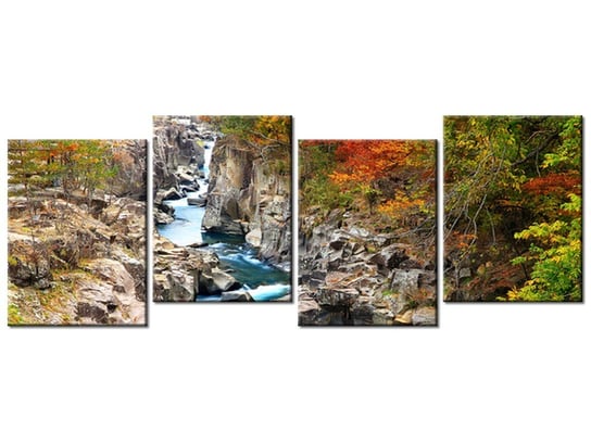 Obraz Jesień nad strumieniem, 4 elementy, 120x45 cm Oobrazy