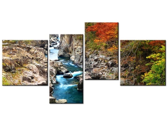 Obraz Jesień nad strumieniem, 4 elementy, 140x70 cm Oobrazy
