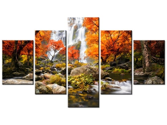 Obraz, Jesienny wodospad, 5 elementów, 125x70 cm Oobrazy
