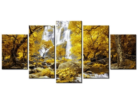 Obraz, Jesienny Wodospad, 5 elementów, 150x70 cm Oobrazy