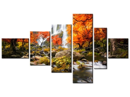 Obraz, Jesienny wodospad, 6 elementów, 180x100 cm Oobrazy