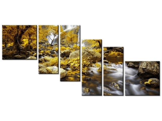Obraz Jesienny Wodospad, 6 elementów, 220x100 cm Oobrazy