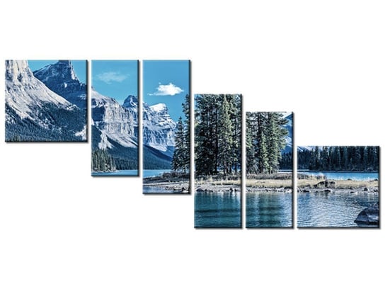 Obraz Jezioro Maligne zimą, 6 elementów, 220x100 cm Oobrazy