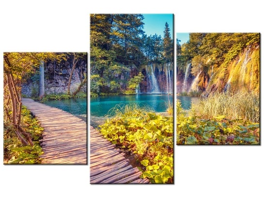 Obraz Jezioro Plitvice jesienią, 3 elementy, 90x60 cm Oobrazy