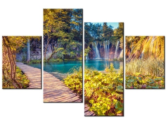 Obraz Jezioro Plitvice jesienią, 4 elementy, 120x80 cm Oobrazy