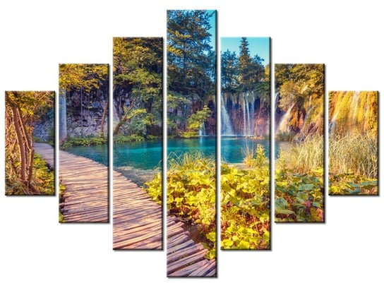 Obraz Jezioro Plitvice jesienią, 7 elementów, 210x150 cm Oobrazy