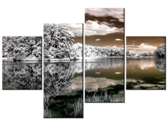 Obraz Jezioro pośrodku lasu, 4 elementy, 120x80 cm Oobrazy