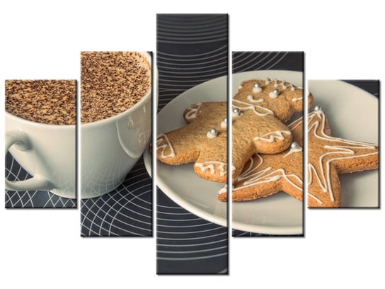 Obraz Kawa i ciasteczka - Anton Novojilov, 5 elementów, 100x70 cm Oobrazy