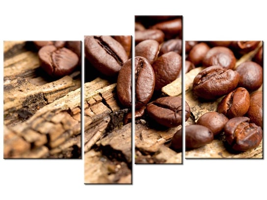 Obraz Kawa na deskach, 4 elementy, 130x85 cm Oobrazy