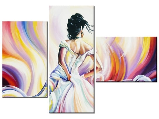 Obraz Kobieta w wirze kolorów, 3 elementy, 100x70 cm Oobrazy