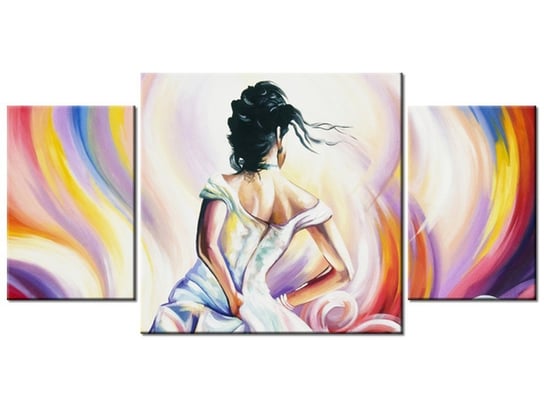 Obraz Kobieta w wirze kolorów, 3 elementy, 80x40 cm Oobrazy