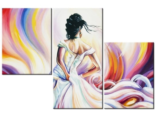 Obraz Kobieta w wirze kolorów, 3 elementy, 90x60 cm Oobrazy