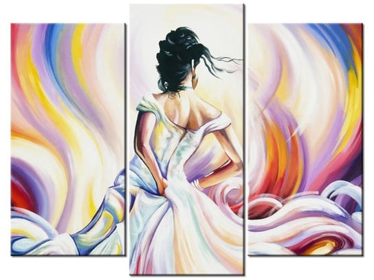 Obraz, Kobieta w wirze kolorów, 3 elementy, 90x70 cm Oobrazy