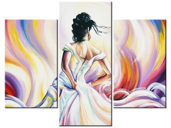 Obraz Kobieta w wirze kolorów, 3 elementy, 90x70 cm Oobrazy