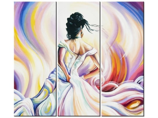 Obraz Kobieta w wirze kolorów, 3 elementy, 90x80 cm Oobrazy