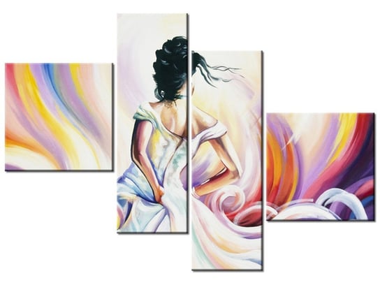 Obraz Kobieta w wirze kolorów, 4 elementy, 100x70 cm Oobrazy