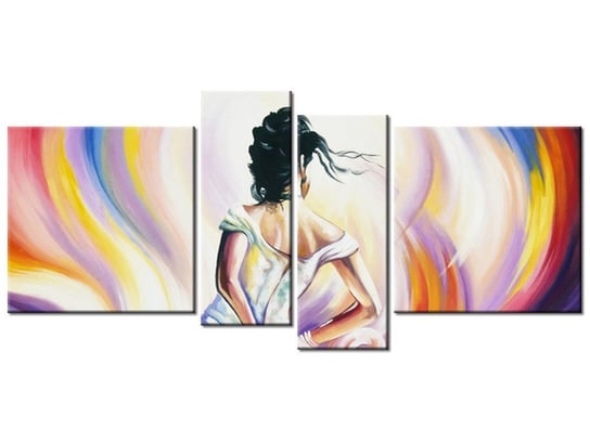 Obraz Kobieta w wirze kolorów, 4 elementy, 120x55 cm Oobrazy