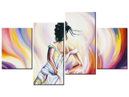 Obraz Kobieta w wirze kolorów, 4 elementy, 120x70 cm Oobrazy