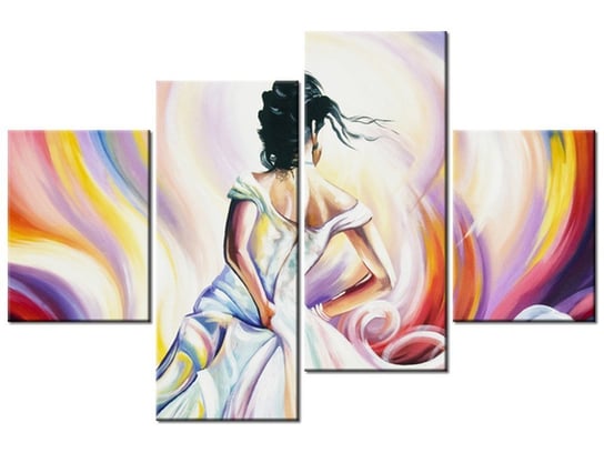 Obraz Kobieta w wirze kolorów, 4 elementy, 120x80 cm Oobrazy