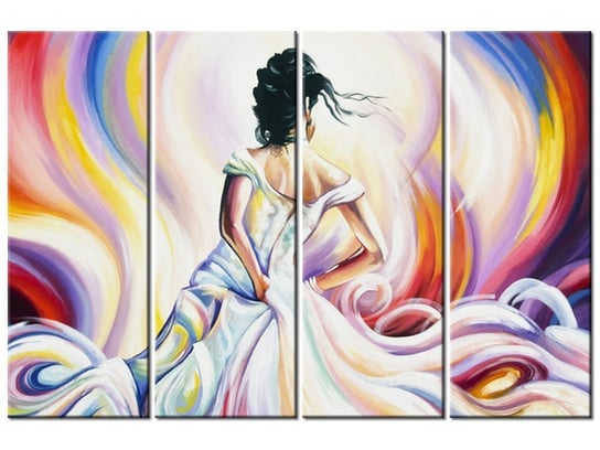 Obraz Kobieta w wirze kolorów, 4 elementy, 120x80 cm Oobrazy