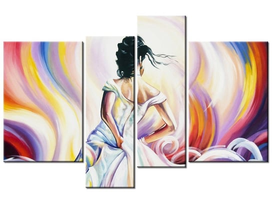 Obraz Kobieta w wirze kolorów, 4 elementy, 130x85 cm Oobrazy