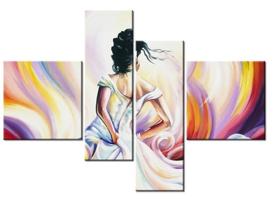 Obraz Kobieta w wirze kolorów, 4 elementy, 130x90 cm Oobrazy