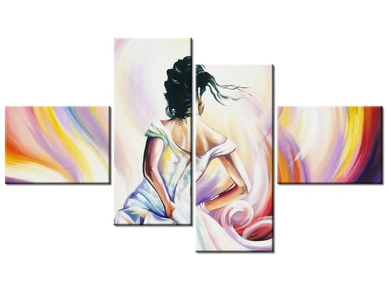 Obraz Kobieta w wirze kolorów, 4 elementy, 140x80 cm Oobrazy