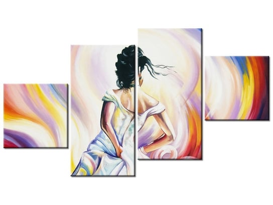 Obraz Kobieta w wirze kolorów, 4 elementy, 160x90 cm Oobrazy