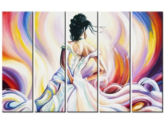 Obraz Kobieta w wirze kolorów, 5 elementów, 100x63 cm Oobrazy