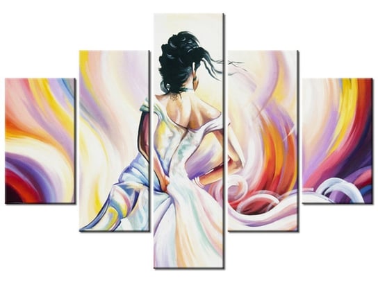 Obraz Kobieta w wirze kolorów, 5 elementów, 100x70 cm Oobrazy