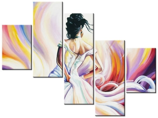 Obraz Kobieta w wirze kolorów, 5 elementów, 100x75 cm Oobrazy